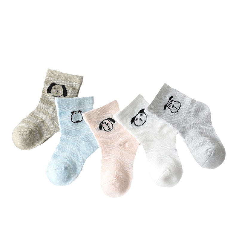 精典泰迪儿童袜子2021夏季新款5双装男童女童透气网眼弹力中筒袜