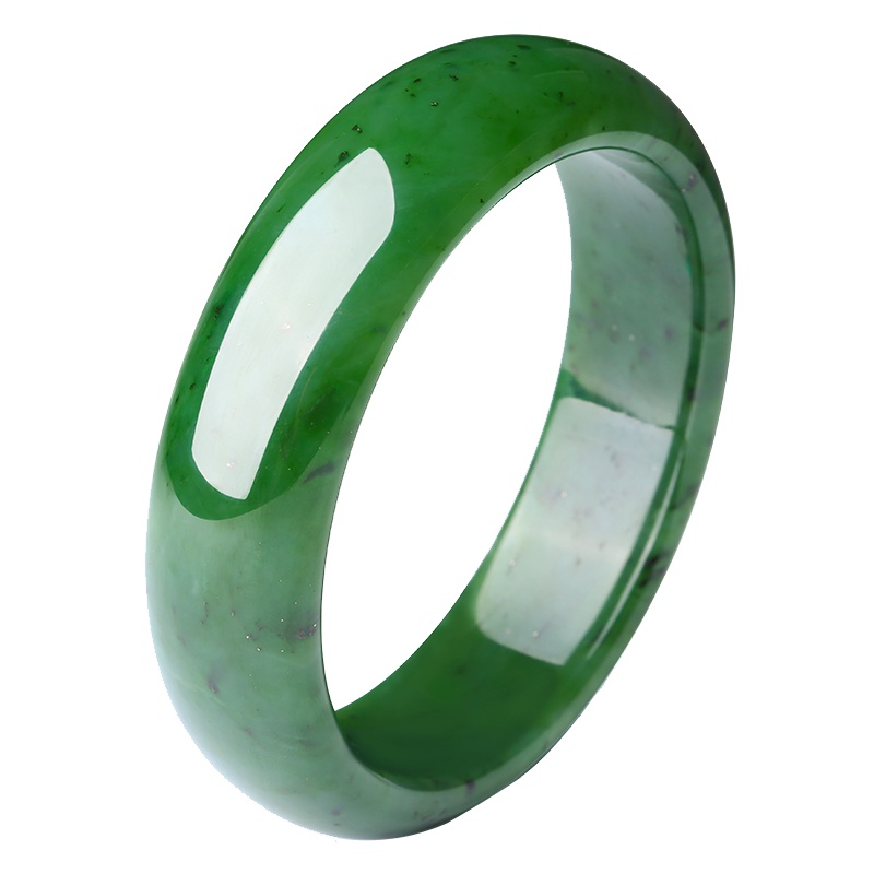 印象眸 和田玉碧玉手镯 女款玉石镯子 附送证书