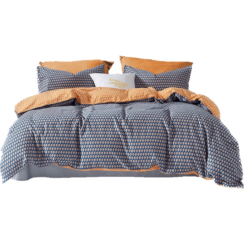 水星家纺 简约全棉磨毛四件套床上用品 叶洛柯 克洛伊德 彩虹马 彩韵人生