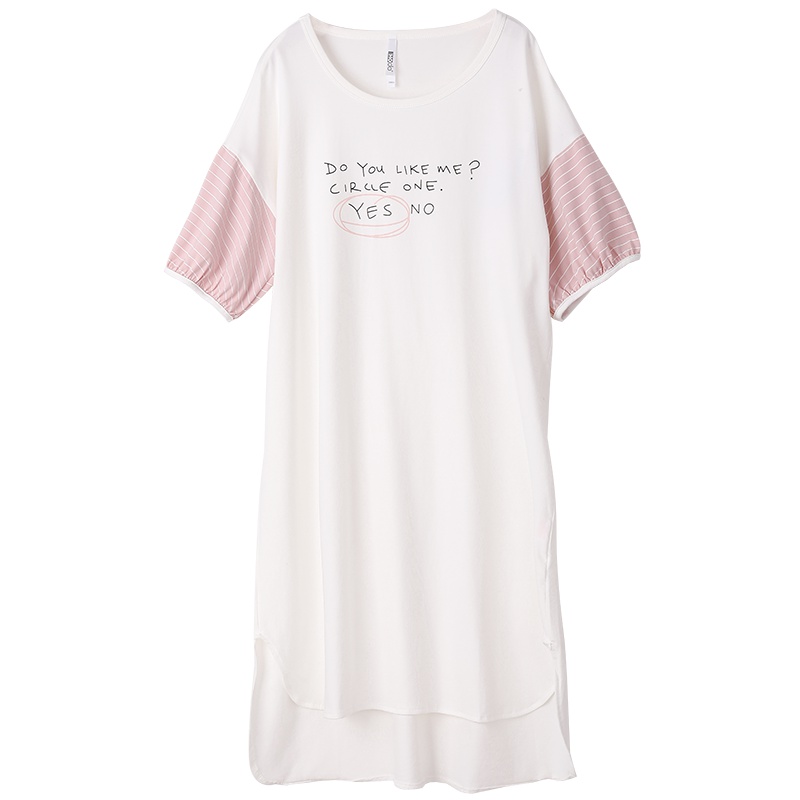 红豆居家Hodohome睡裙女清新可爱睡衣泡泡袖短袖夏天可外穿家居服