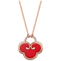 潮宏基 禧悦系列-鸿运 红18K金项链坠链玫瑰金套链锁骨链女