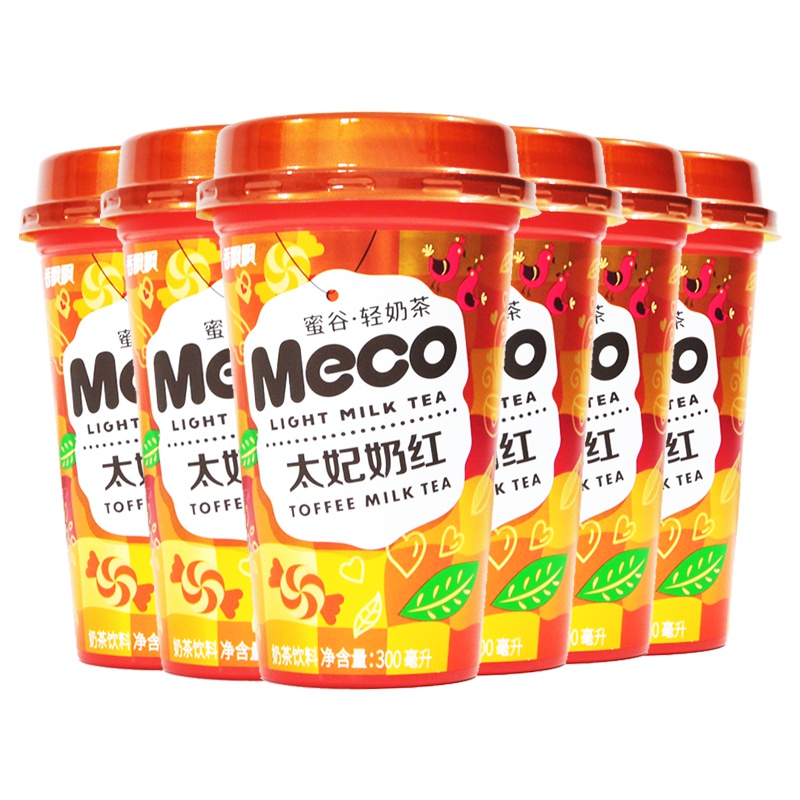 香飘飘Meco轻奶茶太妃奶红300ml*6杯抹茶拿铁白桃乌龙太妃奶茶早餐下午茶即饮奶茶免冲泡