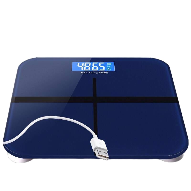 26*26充电款十字宝石蓝 可选usb充电电子称体重秤精准家用健康秤人体秤成人称重计器