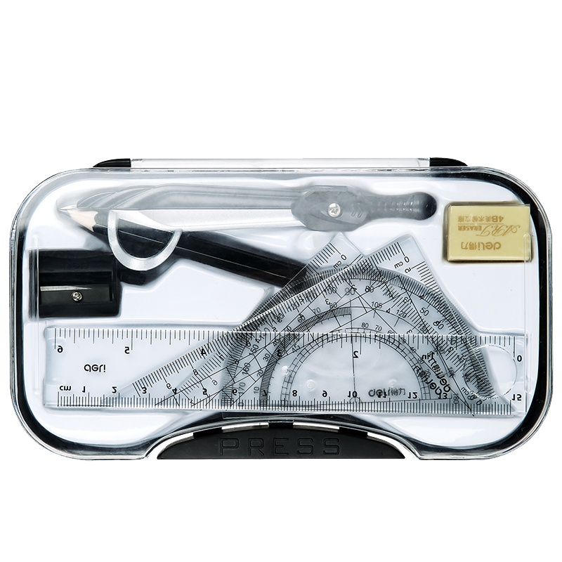 得力圆规绘图工具套装学生用工程制图绘图工具圆规常用金属不锈钢制图套装初中生学习工具圆规铅芯替换72151