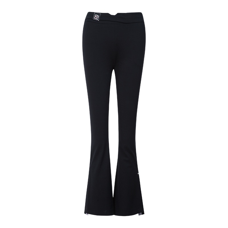 晚白 2020春新品通勤百搭简约优雅纯色高腰职业喇叭裤西裤休