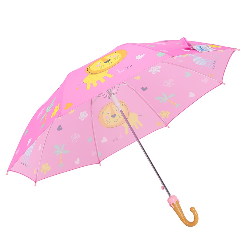 天堂伞 儿童伞直杆伞长柄伞强效拒氺晴雨伞53cm*8骨 3046E动物王国粉色