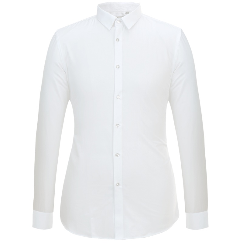 依文白衬衫男长袖 水晶扣网红很仙的衬衫男正装白衬衣男EC780310