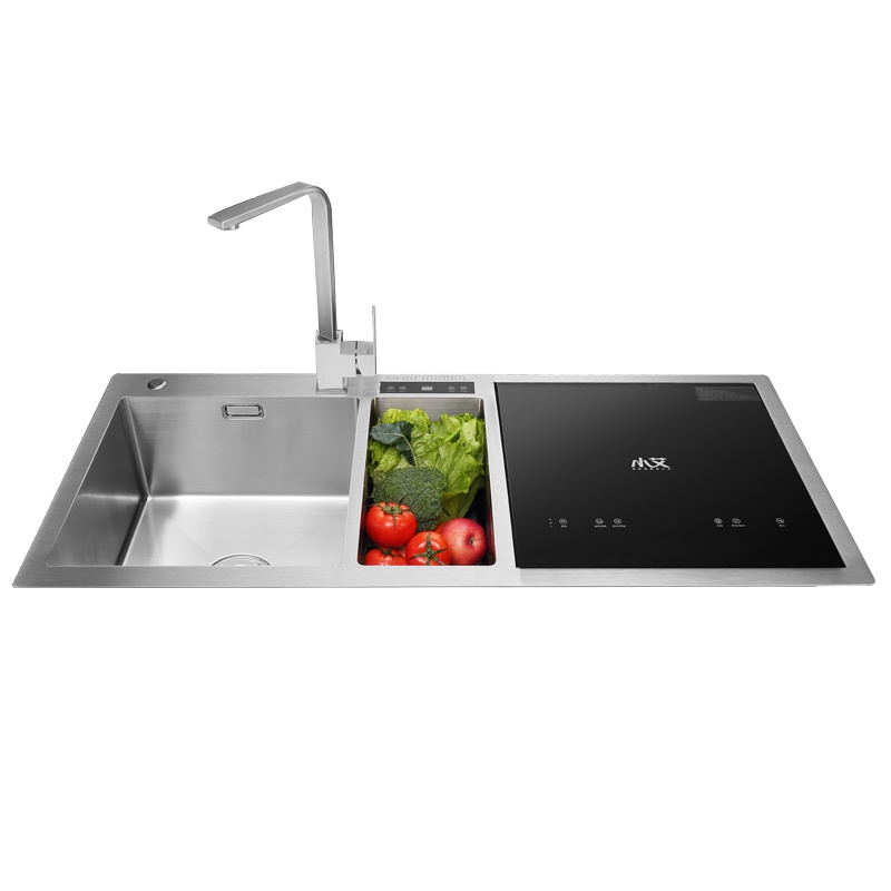 小艾XA8T-6水槽式洗碗机 三槽全自动家用一体嵌入式刷碗机 高温臭氧消毒超声波果蔬清洗机 新风烘干系统三槽