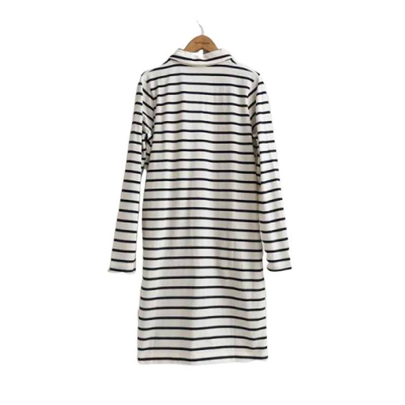 【福利款】拉夏贝尔UlifeStyle秋季新款连衣裙韩版时尚条纹长袖直筒短裙女82126600