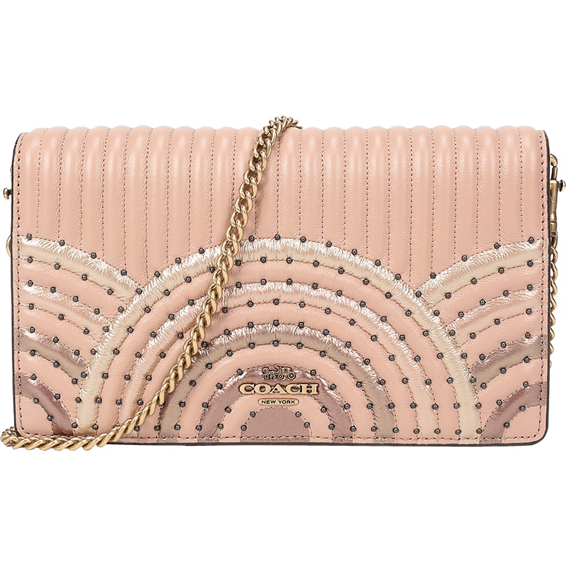 COACH 蔻驰 奢侈品 女士皮革铆钉装饰手拿包单肩斜挎包 68844