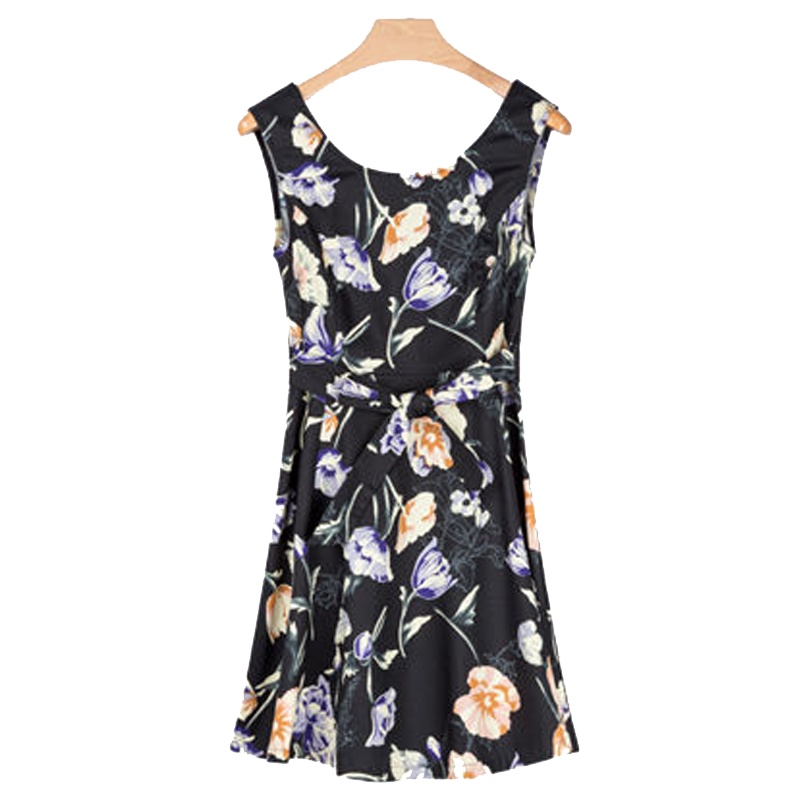 拉夏贝尔连衣裙夏季女装新款韩版高腰修身显瘦短裙碎花裙子女Puella 20012045