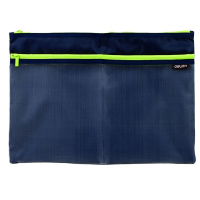 得力(deli)透气双层柔质收纳袋 布质A4拉链文件袋 单只深蓝色 5841