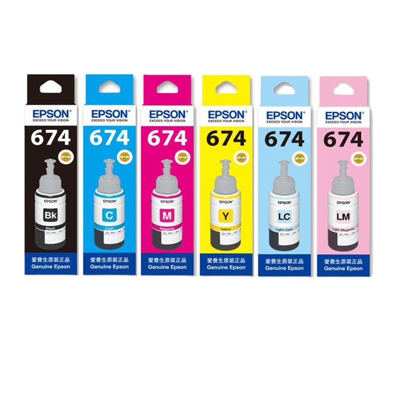 爱普生 T674原装 墨水 674-6色整套