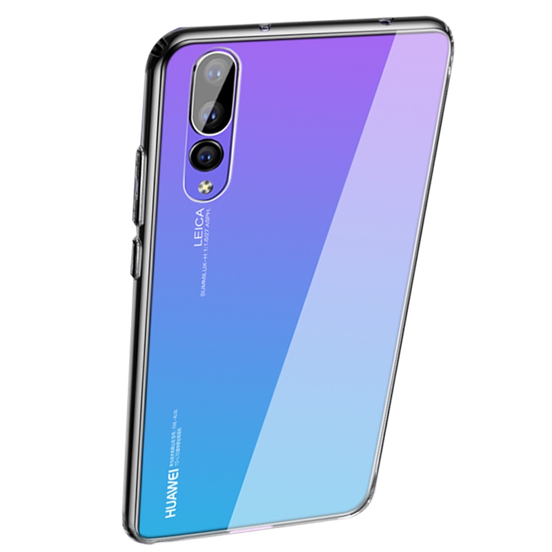 [送钢化膜] 华为p20pro手机壳钢化玻璃防摔送膜潮牌送膜男保护套原装透明女超薄高档时尚全包软硅胶包边轻薄硬壳高铭宣