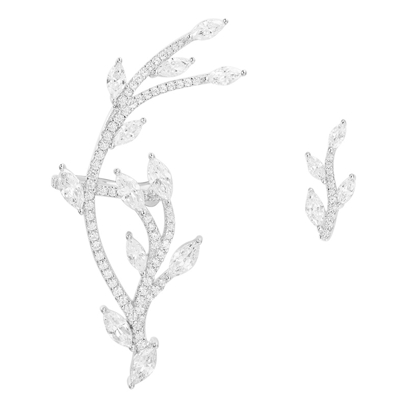 apm MONACO林志玲同款不对称叶子耳骨夹耳钉925银耳饰气质时尚女士垂坠耳扣宴会首饰AE11521OX