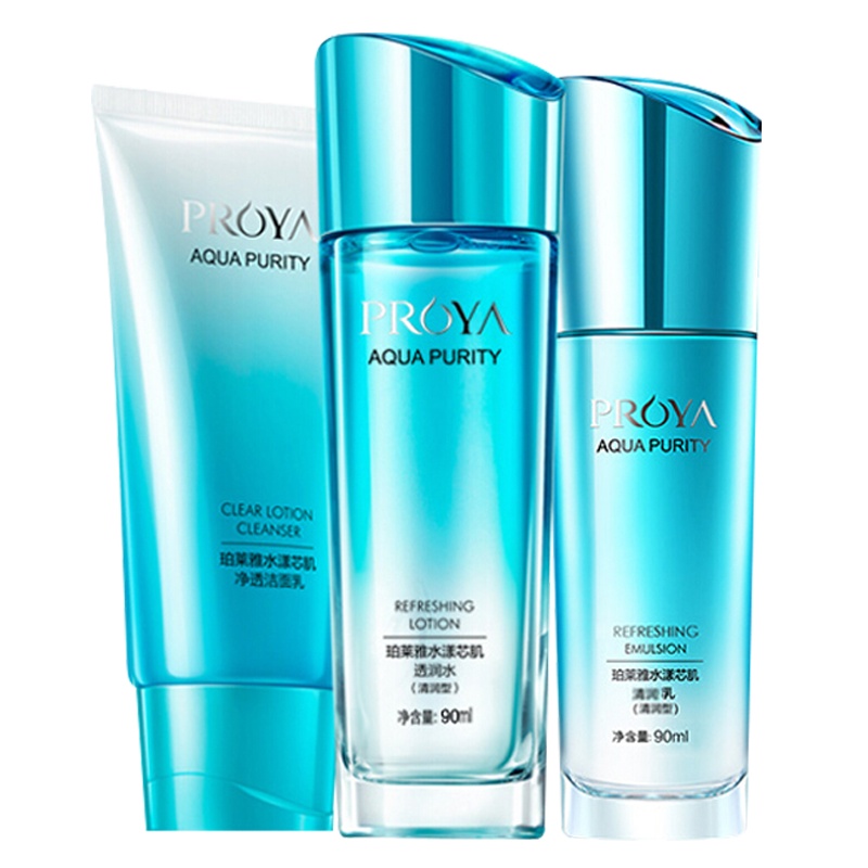 珀莱雅(PROYA)水漾芯肌漂流细语套盒护肤套装(清润型)-洁面乳120ml+透润水150ml+透润乳120ml