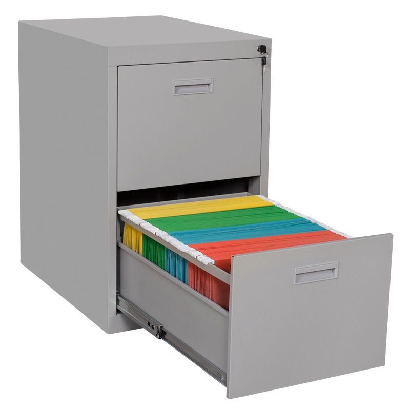 震海 二斗卡箱挂劳柜灰白色鹅颈拉手卡箱铁皮柜FC挂捞柜办公柜A4挂快劳文件柜立式抽屉铁柜