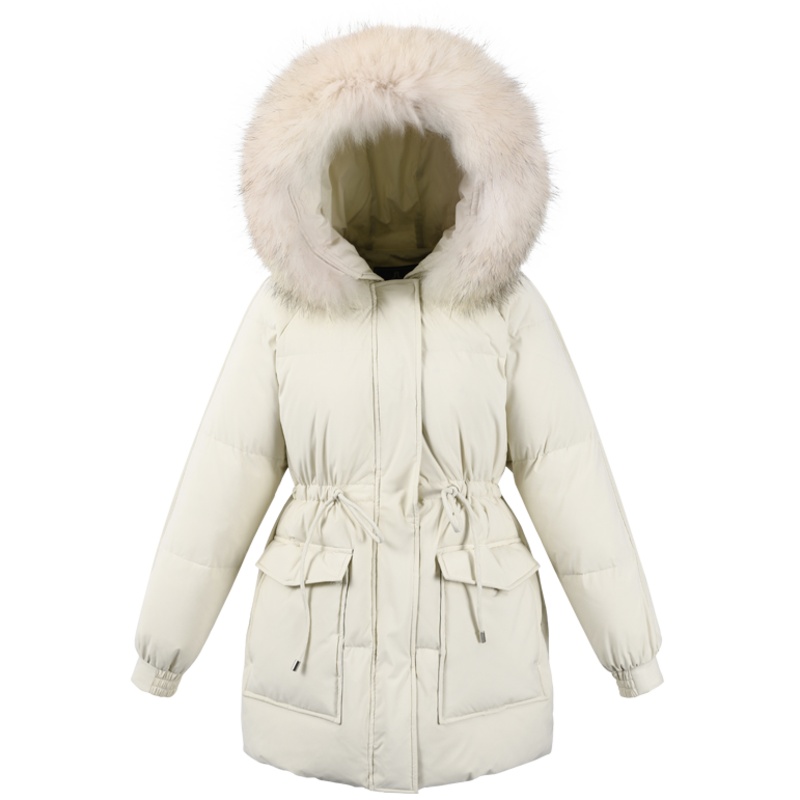 高梵2020年新款大貉子毛领羽绒服女中长款连帽真毛领羽绒服仙气潮053