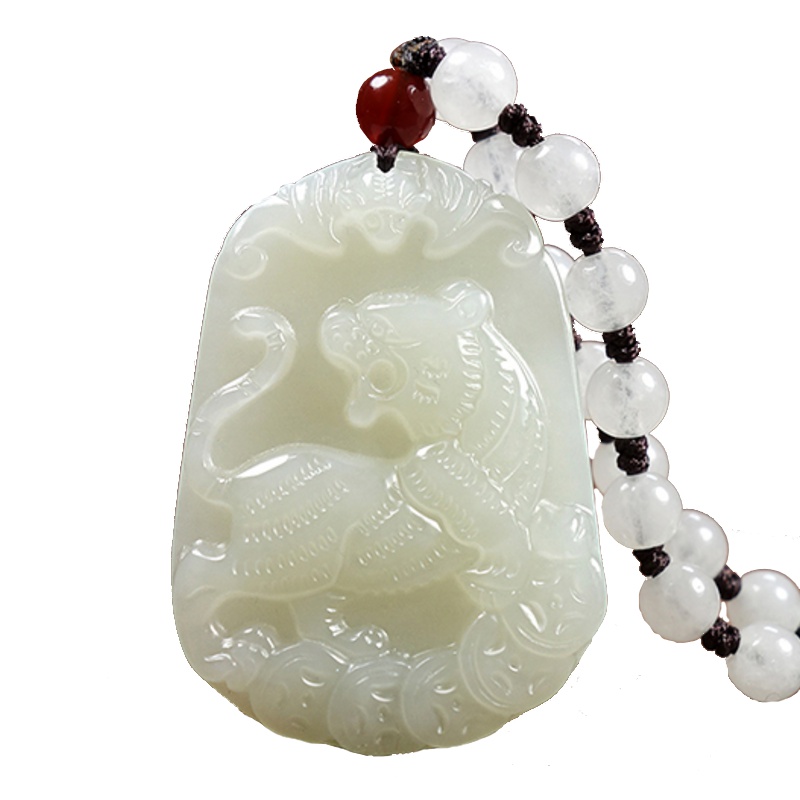 臻玉盈 天然和田玉十二生肖吊坠白玉浅青玉男士女士通用款玉坠玉石挂件 附送证书