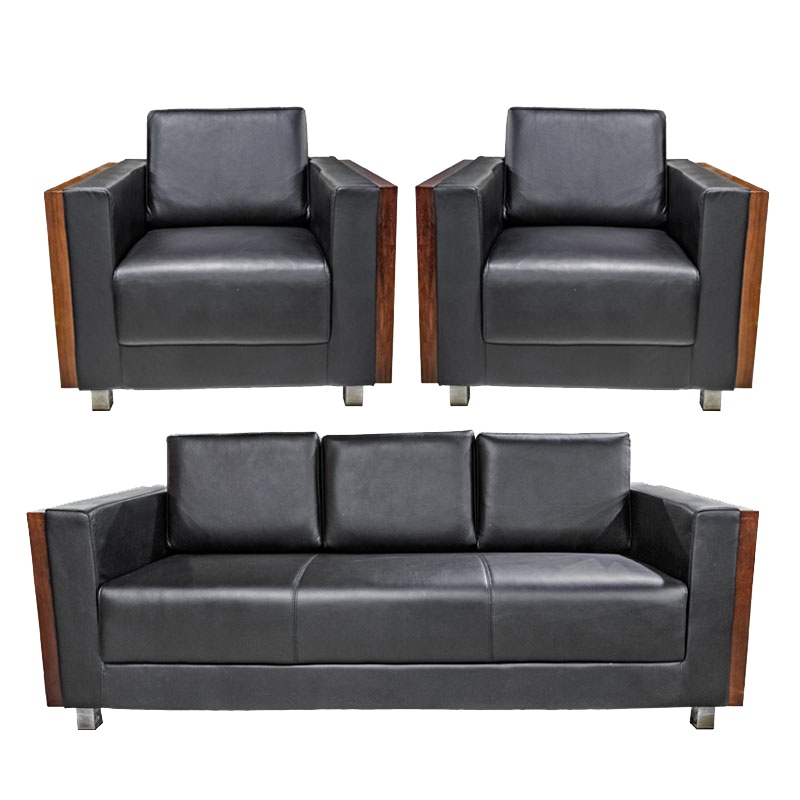 [硕辉]DA-8079三人位现代舒适 木质西皮办公沙发 新中式商务接待皮艺沙发