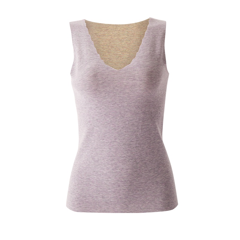 蓓乐妃女士轻薄秋冬季加绒抗寒保暖轻柔无感亲肤贴片背心纯色外穿