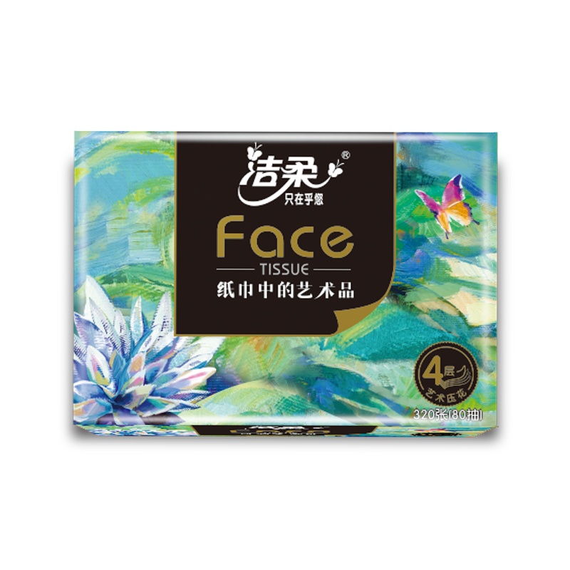 洁柔抽纸 油画系列 四层80抽*4包中规格 面巾纸 餐巾纸 擦手纸 整体销售