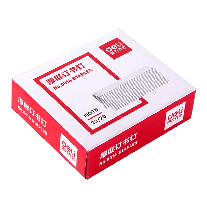得力(deli) 厚层订书钉 0014 23/23 1000枚/盒 一盒装