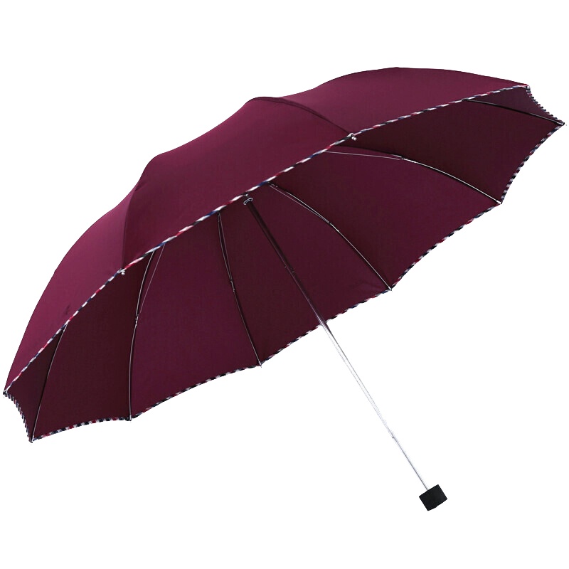 天堂伞 加大加固双人经典三折晴雨伞商务伞64cm*10骨 3311E#酱红1283
