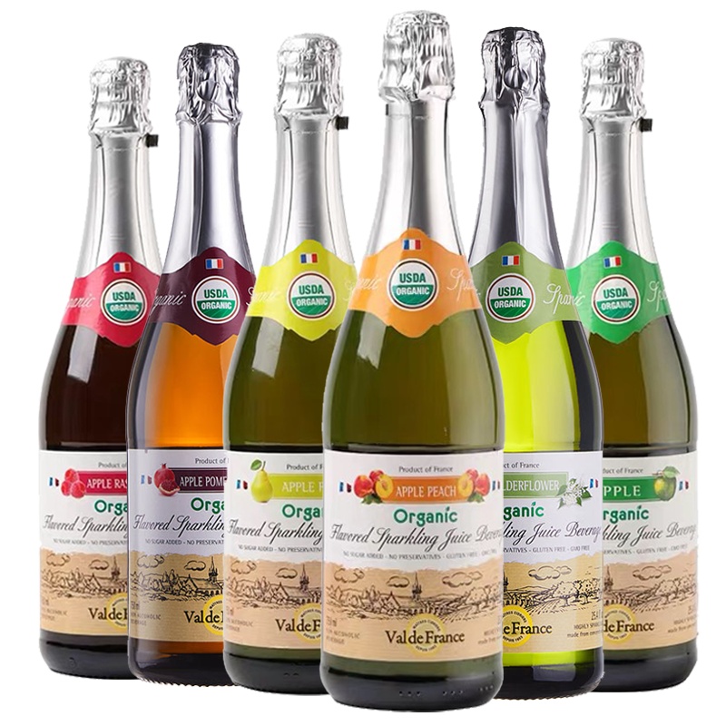 沃迪安系列无醇无酒精有机果酒 法国诺曼底 六口味气泡酒原瓶进口 750ml单瓶双支礼盒装甜型混合口味六瓶装750ml*6