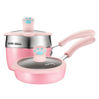 苏泊尔(SUPOR)宝宝辅食套装锅婴儿奶锅小锅16cm平底汤锅不粘锅煮泡面热牛奶锅套锅 TP1931Q-R 送硅胶汤勺