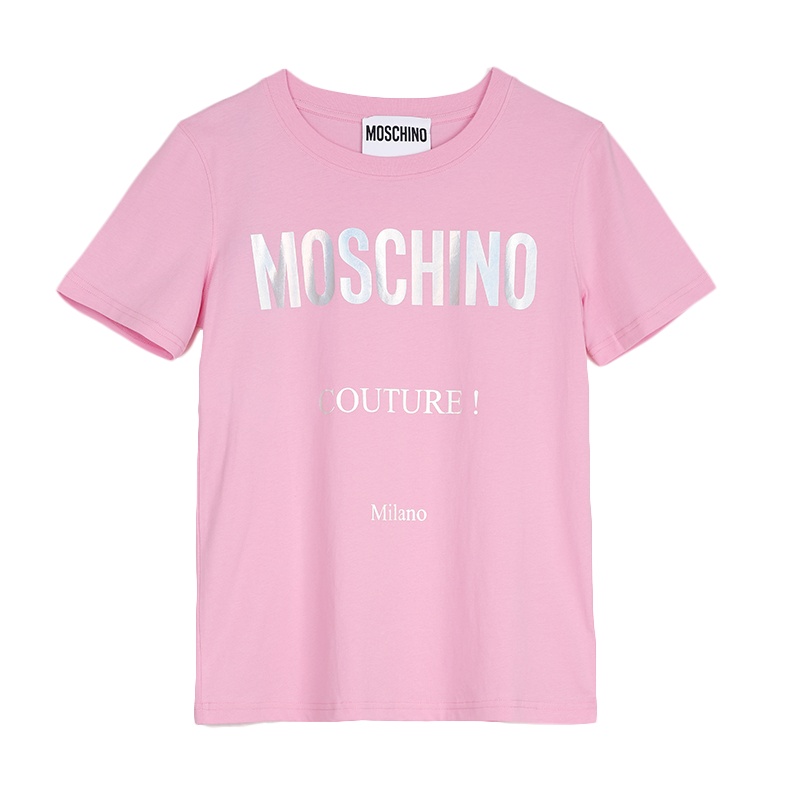 新款MOSCHINO 莫斯奇诺女士玫粉色棉质炫彩字母T血 J07035540 1222