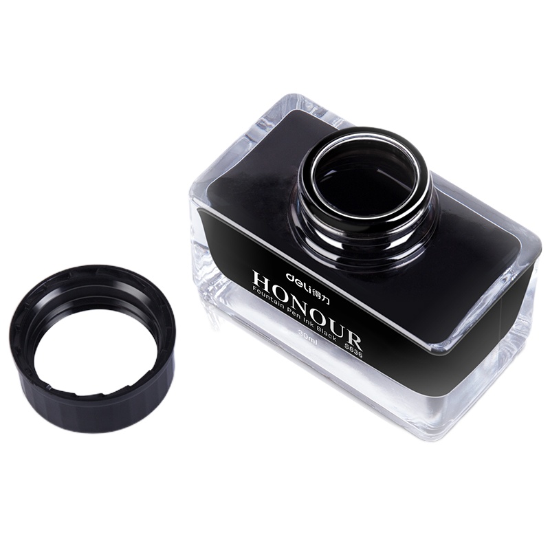 得力S636 非碳素型钢笔墨水 办公用品 黑色 30ml/瓶 单瓶装