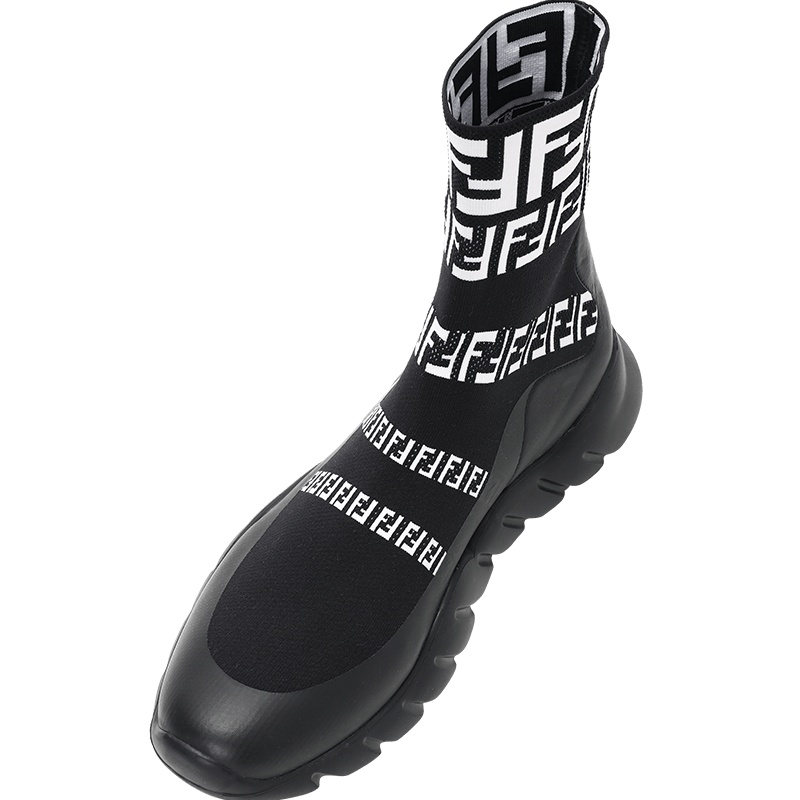 芬迪FENDI 袜子鞋 FF标识织物7E1163 男士高帮鞋运动鞋