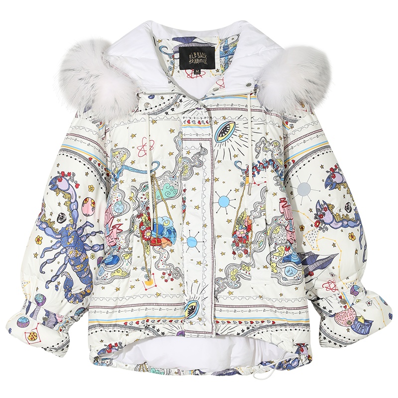 妖精的口袋2019秋冬季新款羽绒服女中长款过膝修身连帽外套