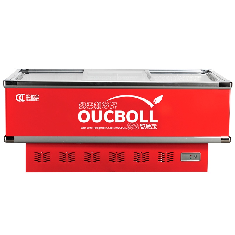 欧驰宝(OUCBOLL) 888升 推拉门 岛柜 2米 商用冷藏冷冻展示柜 卧式冷柜 肉食海鲜柜 速冻商用冰柜