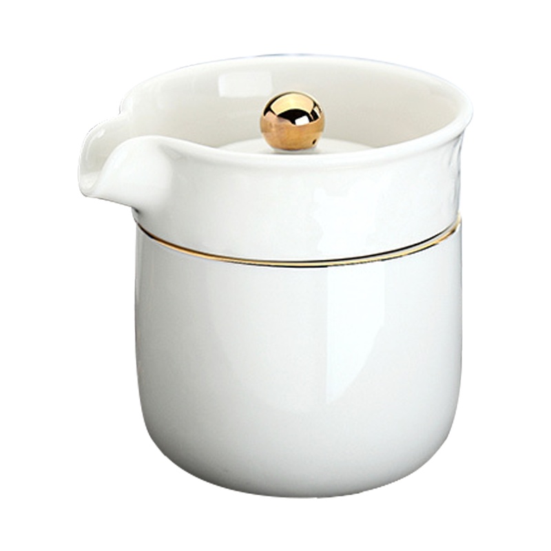 恒福(TEA MiLL) 快客杯旅行茶具一壶一杯送便携布袋 24k描金定窑祥意 青瓷 陶瓷