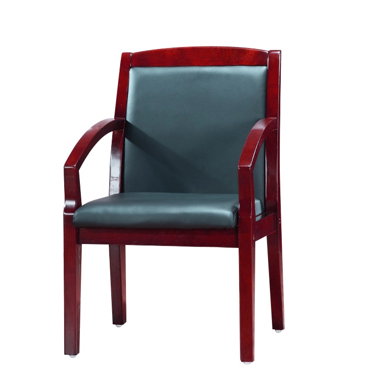 巨高实木扶手会议椅中式现代简约皮垫椅子