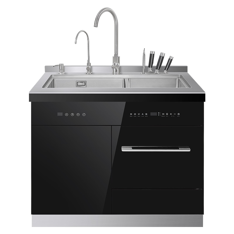 YUKIDA超声波集成水槽304不锈钢一体嵌入式8套洗碗机900mm消毒柜家用果蔬洗菜机 MX900H