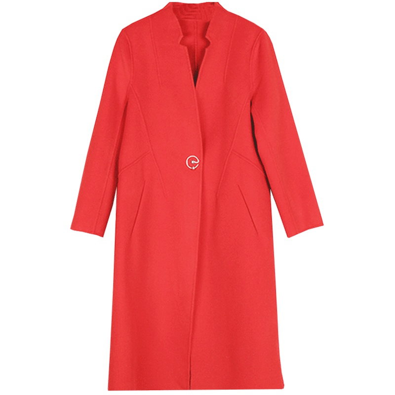 马克华菲女装2018冬季新款双面呢长款大衣毛呢外套女