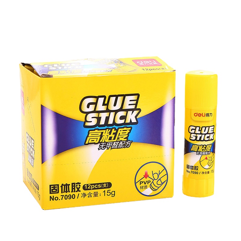 得力(deli) 7090 12支/盒 固体胶高粘度15g胶棒 办公强粘合固体胶