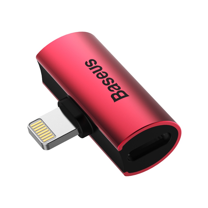 倍思耳机转接头适用于苹果7 8plus iphone Xs MaxXXr手机数据分线器头一拖二充电听歌二合一红色常规款