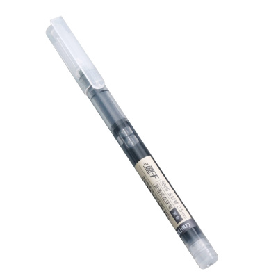 得力S856透明速干直液式走珠笔学生用中性笔黑色碳素水性直液签字水笔考试用笔0.5mm速干12支-红色