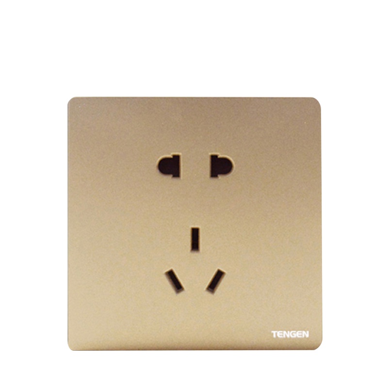 天正电气(TENGEN)开关插座面板TS系列金色家用大面板86型五孔无边框二三极墙壁电源插座套餐合集
