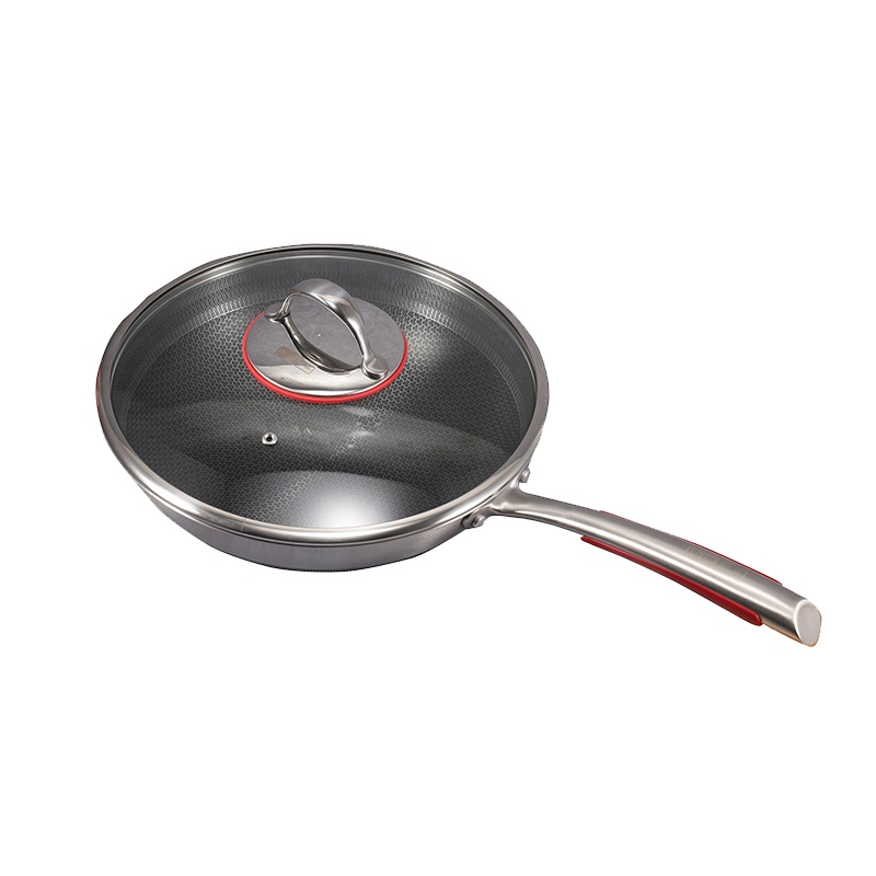 中康(ZHONGKANG)电磁炉煤气灶通用 炒菜锅具家用少油烟平底炒锅 316双面花纹炒锅套装32cm