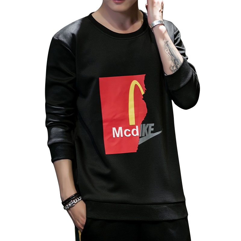 三弦(LA CORDE)2019春秋季新款韩版潮流休闲印花圆领套头男卫衣LA-MYY-2914