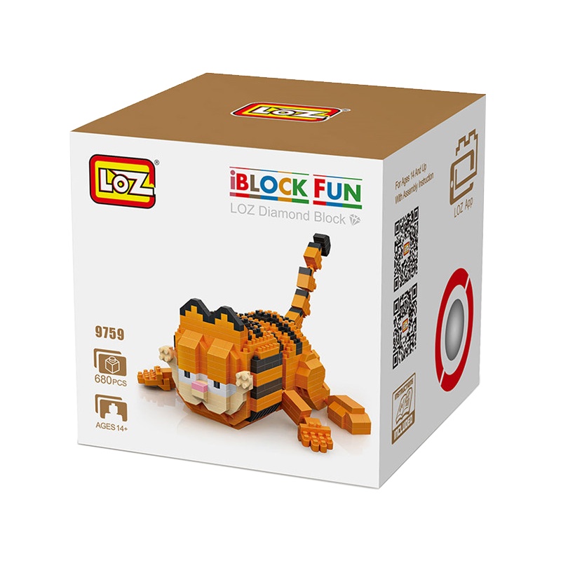 俐智loz小颗粒积木 微钻拼插玩具 微型益智拼装6-14岁以上成人创意礼物俐智俐智9759加菲猫爬行版/680pcs