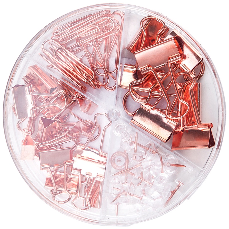 得力(deli) 78553票夹长尾夹工字钉夹子回形针资料夹 办公组合套装 办公组合 玫瑰金