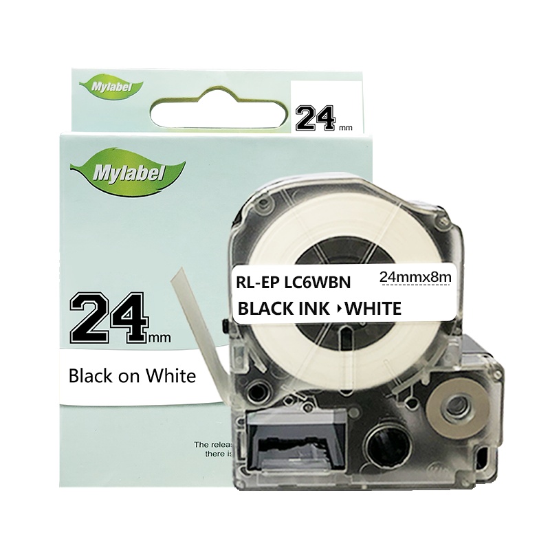 e代经典 爱普生24mm白底黑字标签色带 适用EPSON LW600P;LW700;锦宫SR530C LK-6WBN