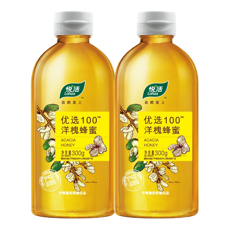 [中粮我买网] 悦活 优选100洋槐蜂蜜300g*2