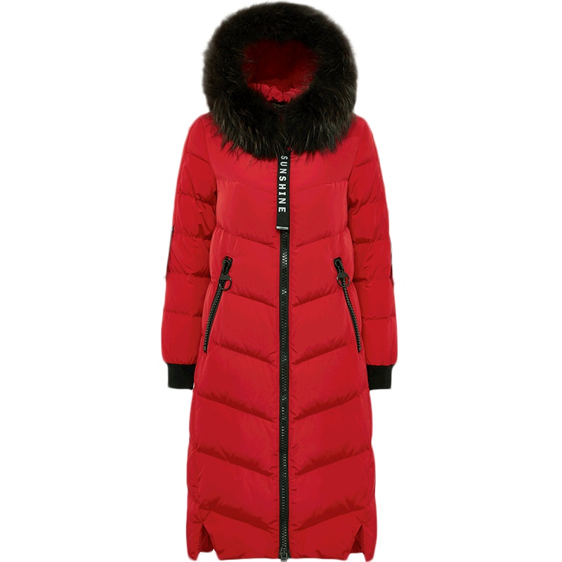 波司登羽绒服长款女过膝新款貉子毛领韩版百搭冬款